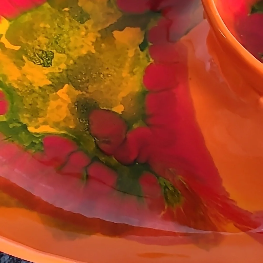 Vintage Maurice's of California Pottery Orange Glaze Chip and Dip Bowl